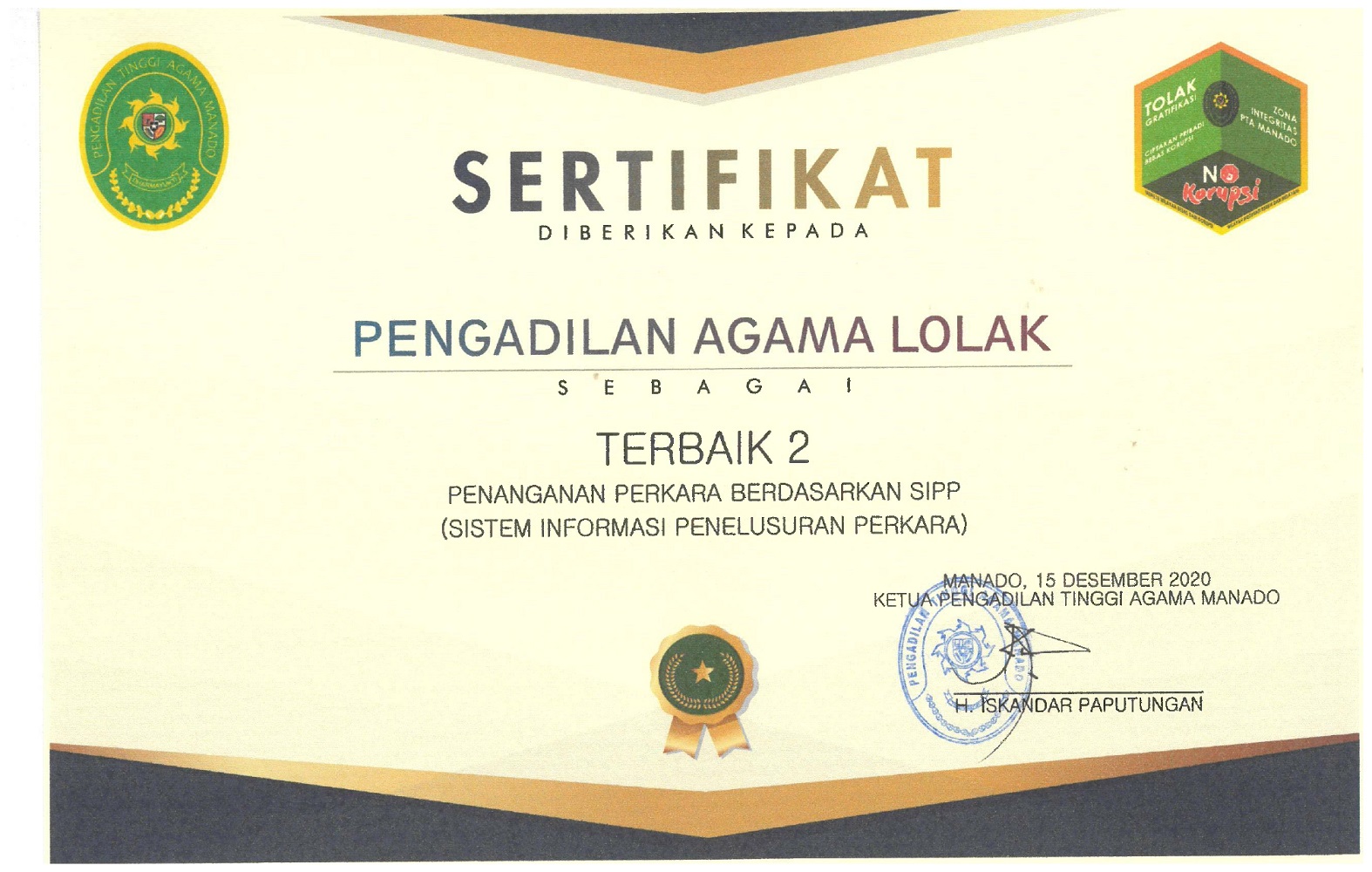 terbaik 2 penanganan perkara SIPP